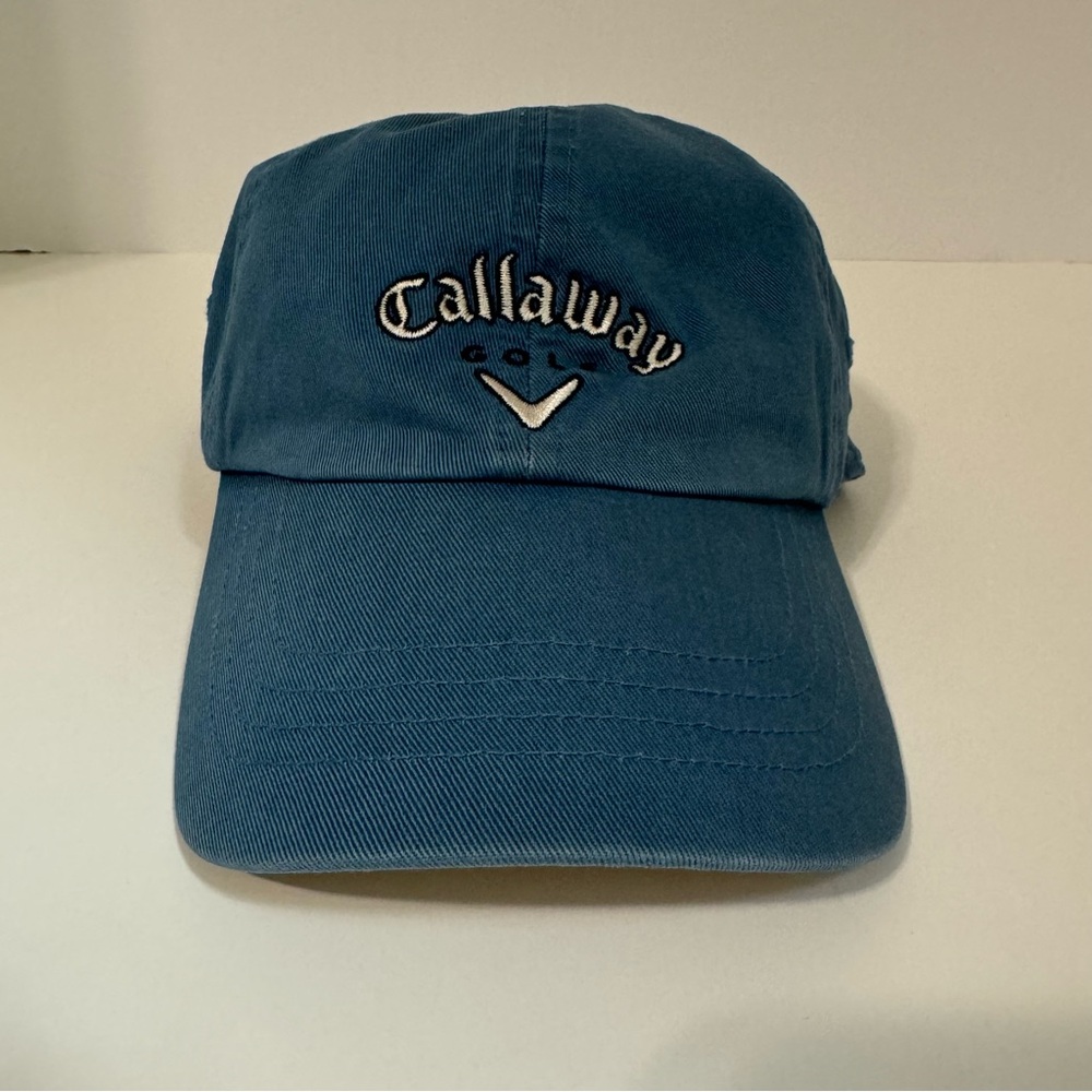 Callaway Golf Adjustable Hat Blue White Embroidered Logo Cotton Cap